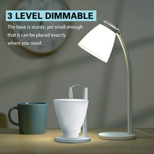 Load image into Gallery viewer, JRuee-Y LED lamps Desk Lamps for Home Office with USB Charging, 3 Brightness Levels, Dimmable Small White Bedroom Lamps for Nightstand, 6500K Cool White
