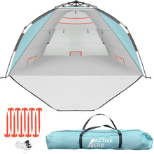 Load image into Gallery viewer, Active Era Premium Beach Tent Easy Setup – Portable 3-4 Person Beach Shade Tent Sun Shelter with UPF 50+ Rated Sun Protection &amp; Extended Porch - Beach Tents Sun Shelter Beach Essentials
