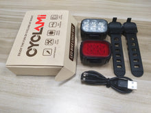 Load image into Gallery viewer, CYCLAMI Bicycle lights for safe night riding, headlights and taillights
