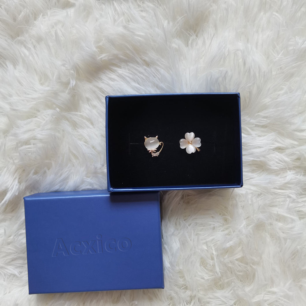 Acxico anti-light brooch buckle, high-end women's four-leaf clover + opal corsage button set, chest button, invisible stitch-free brooch accessories are exquisite