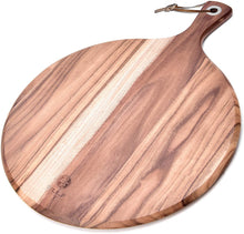 Load image into Gallery viewer, BILL.F Acacia wood pizza peeling, 12 inch (about 30.5 cm) cutting board, cheese paddle board, bread and cookie tray, for serving and small food preparation with handles-16 x 12 x 0.5 inches (about 40.6 x 30.5) cm)
