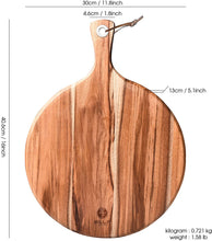 Load image into Gallery viewer, BILL.F Acacia wood pizza peeling, 12 inch (about 30.5 cm) cutting board, cheese paddle board, bread and cookie tray, for serving and small food preparation with handles-16 x 12 x 0.5 inches (about 40.6 x 30.5) cm)
