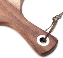 Load image into Gallery viewer, BILL.F Acacia wood pizza peeling, 12 inch (about 30.5 cm) cutting board, cheese paddle board, bread and cookie tray, for serving and small food preparation with handles-16 x 12 x 0.5 inches (about 40.6 x 30.5) cm)
