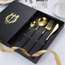 Load image into Gallery viewer, Bauphen stainless steel Dinnerware, knives, forks, spoons, chopsticks, gift box, four piece set
