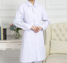 Load image into Gallery viewer, 518GTK Nurse Uniform, Round Neck White Coat, Nurse Long Sleeve Work Uniform, White
