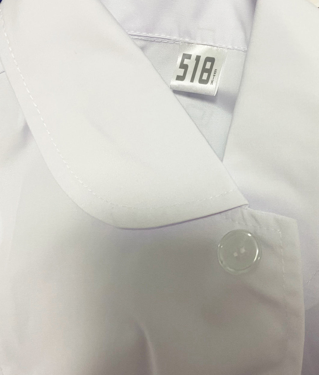 518GTK Nurse Uniform, Round Neck White Coat, Nurse Long Sleeve Work Uniform, White