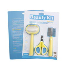 Load image into Gallery viewer, Docrok pet supplies nail clipper brush three-piece set, pet grooming hair removal needle comb, cat and dog comb brush set
