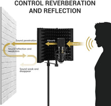 Load image into Gallery viewer, TONOR microphone isolation shielding, studio microphone sound-absorbing foam reflector, suitable for any condenser microphone recording equipment studio, black
