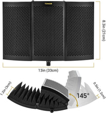 Load image into Gallery viewer, TONOR microphone isolation shielding, studio microphone sound-absorbing foam reflector, suitable for any condenser microphone recording equipment studio, black
