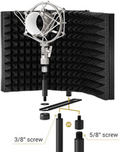 Load image into Gallery viewer, TONOR microphone isolation shielding, studio microphone sound-absorbing foam reflector, suitable for any condenser microphone recording equipment studio, black
