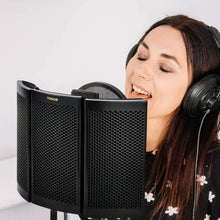 Load image into Gallery viewer, TONOR microphone isolation shielding, studio microphone sound-absorbing foam reflector, suitable for any condenser microphone recording equipment studio, black

