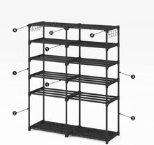 Load image into Gallery viewer, 7 Tiers Shoe Rack Organizer,Sturdy Metal Shoe Rack Boots Organizer 24-30Pairs Double Row Shoe Storage Shoe Shelf Shoe Cabinet Tower for Closet by SHOWIN
