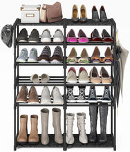 Load image into Gallery viewer, 7 Tiers Shoe Rack Organizer,Sturdy Metal Shoe Rack Boots Organizer 24-30Pairs Double Row Shoe Storage Shoe Shelf Shoe Cabinet Tower for Closet by SHOWIN
