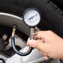 Load image into Gallery viewer, Ponzkoe automobile tire pressure measuring instrument, vehicle tire pressure gauge with tube, stainless steel tire pressure gauge, high-precision tire pressure detector
